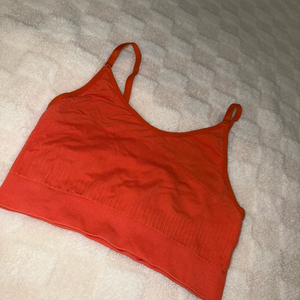 Orange Ribbed Crop Top